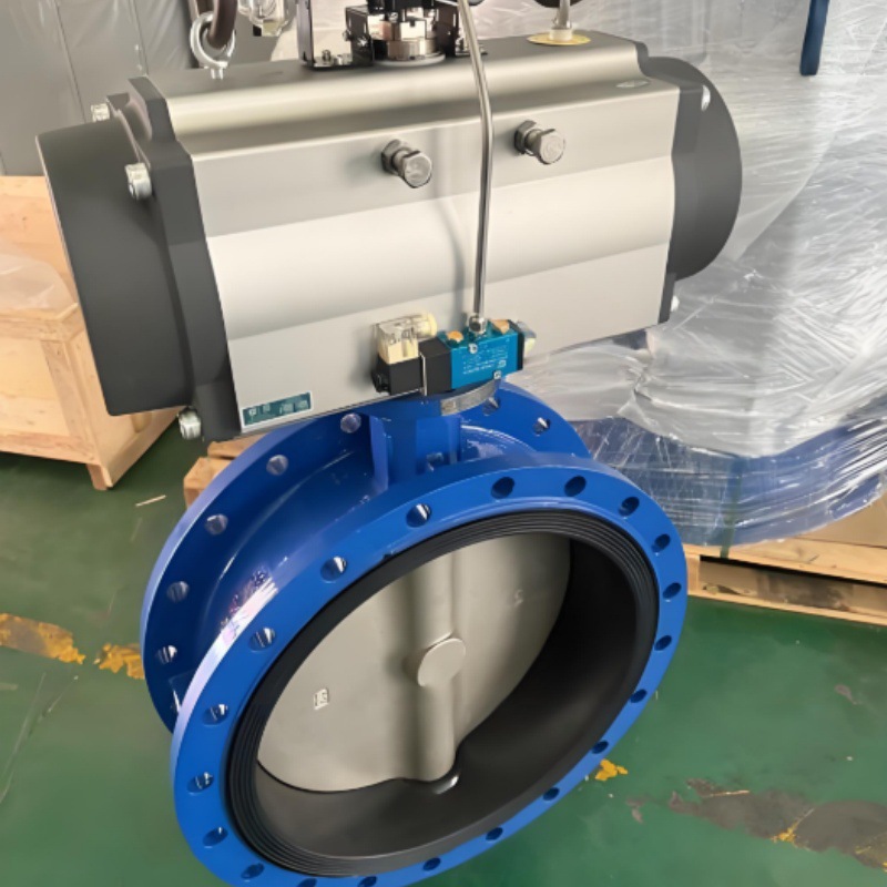 气动法兰软密封蝶阀  D641X-16Q DN250 软密封球墨铸铁法兰蝶阀