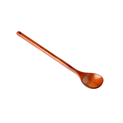 Modern Chinese-style long-handled solid wood spoon for children, household soup spoon and rice spoon, watermelon spoon with Instagram style and high aesthetic coffee spoon