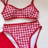Bikini + red skirt