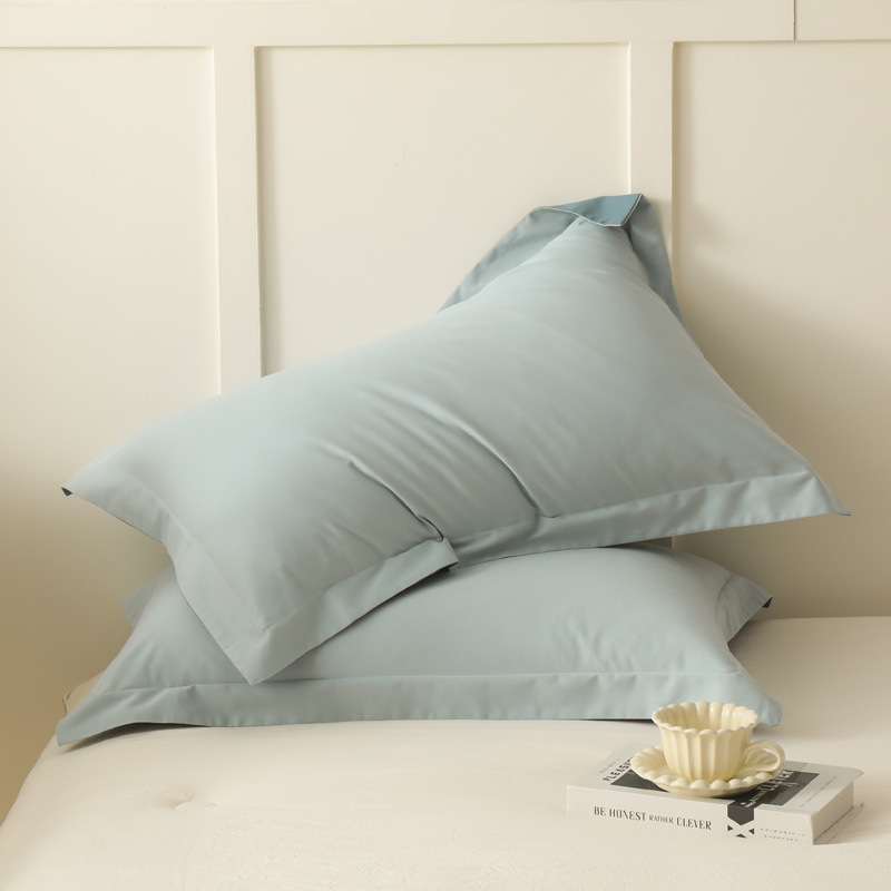 A clase 100S de color sólido algodón molido una sola funda de almohada de algodón de otoño y invierno doble funda de almohada gruesa funda de almohada