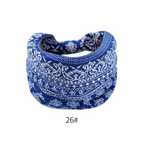 Women's Wide Headband with Scarf Bohemian Sport Headband Knot Elastic Floral Print Non-slip Headband Accessory