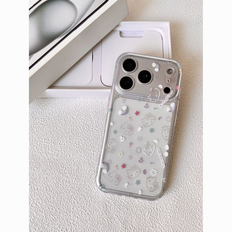 Rainbow Line Kt Cat Mobile Phone Case Suitable for Apple 17 Transparent 17Promax Apple 13 Fine Hole 16 Fresh 15