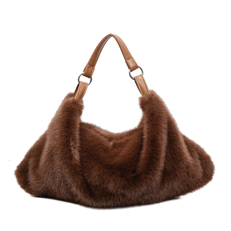 Otoño e invierno perezoso bolso de peluche para mujeres 2025 nuevo bolso plegable de mano de gran capacidad bolso de hombro bolso de lana