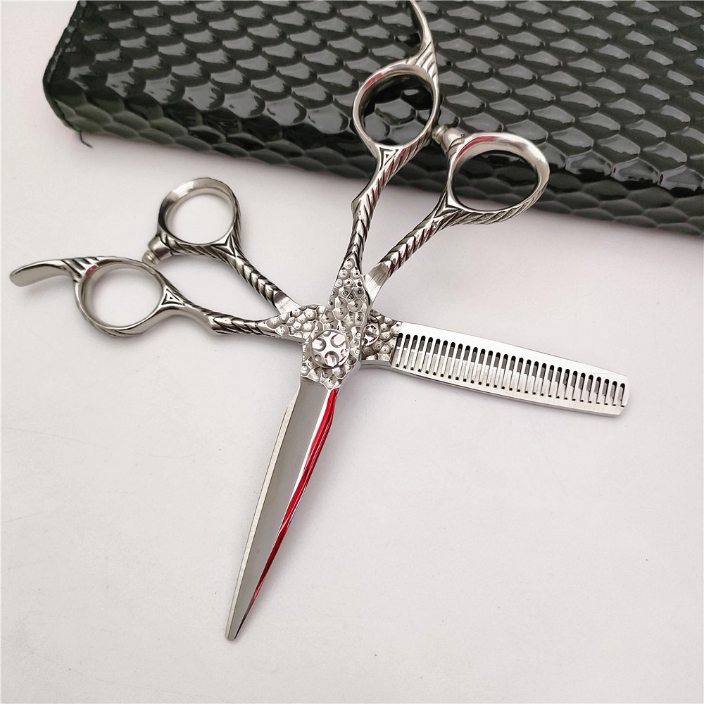 DM-6.0 inch hairdressing scissors wholesale honeycomb flat high screw high-quality hairstylist scissors scissors factory