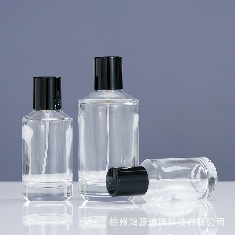 Botella de dispensación de perfume Juego de botella de spray de presión cosmética Botella de perfume de vidrio transparente 30/50/100ml