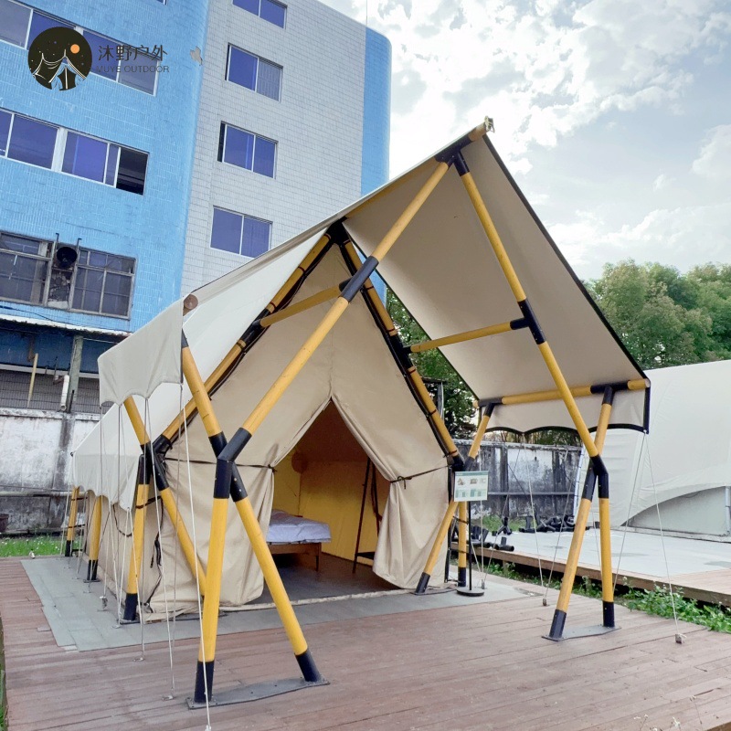 Muye al aire libre red roja gran estructura de madera camping tienda de campaña hotel escénico camping hotel de lujo tienda de campaña residencial