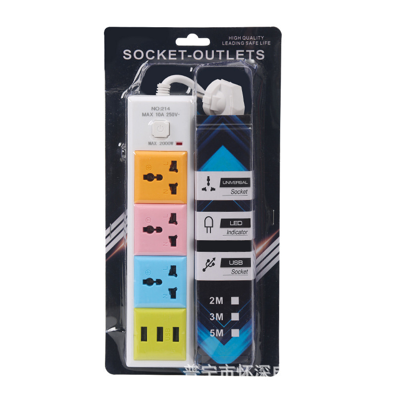 R214U#3USB comercio exterior enchufe de placa de conexión multicolor Angola Benín Botsuana enchufe de placa de conexión