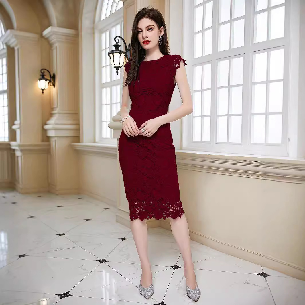 Women's Clothing new women's clothing new round neck sleeveless pencil skirt mid skirt_mkmklike.com