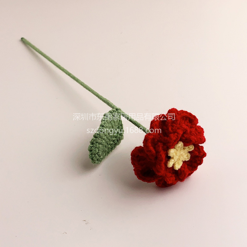 Rose tejido ramo flor artificial ganchillo hecho a mano flor artificial Flor de lana terminado Día de San Valentín Día del Maestro regalo