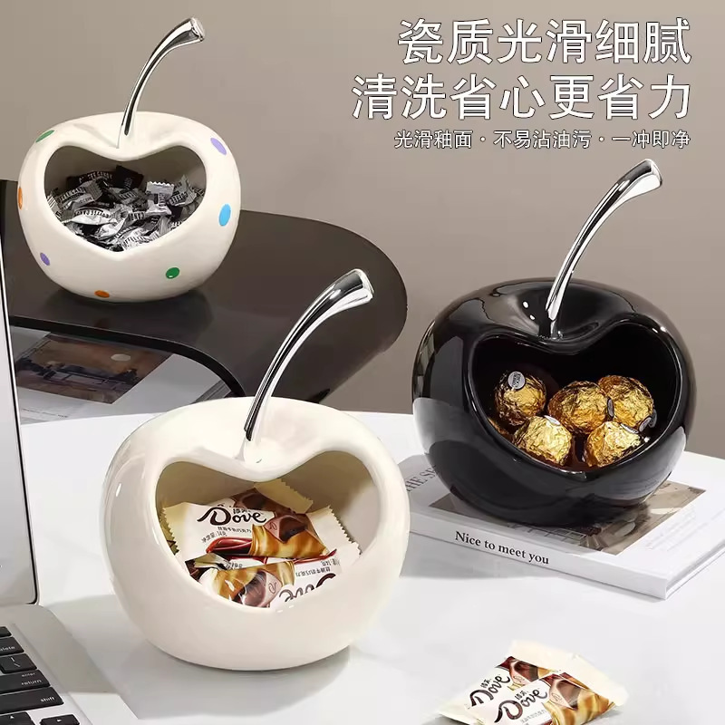 高颜值创意糖果盒客厅茶几家用新款陶瓷轻奢干果盘高端精致零食盘|undefined