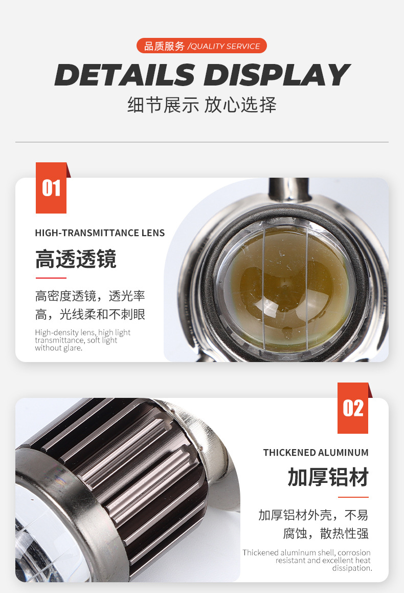 Cross-border exclusive LED dual-color high/low beam spotlight for electric vehicles and motorcycles, featuring a fisheye lens and built-in light