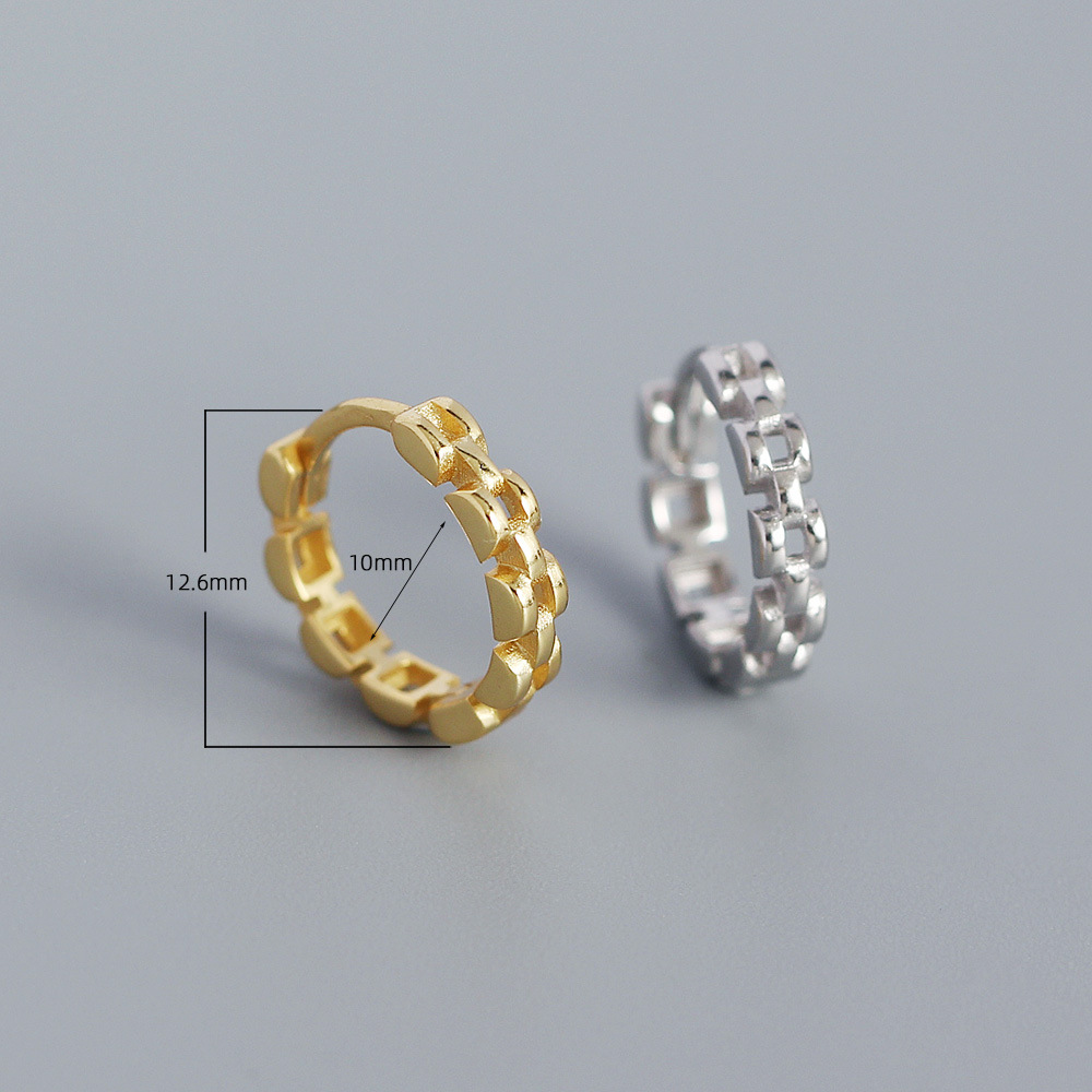 Fashion Geometric Silver Earrings Hollow Out 925 Silver Earrings