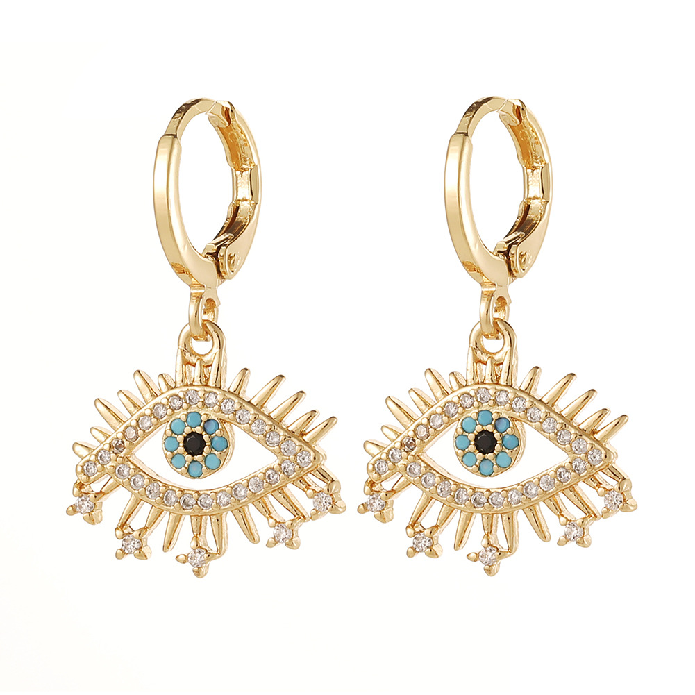 4g Weight Zircon Inlay Material Drop Earrings Classification Daily Occasion Copper Material Devil'S Eye, Moon, Fish Bone Pattern Women'S Gender Inlay Design Fashion Style Fashion Devil's Eye Moon Fish Bone Copper Drop Earrings Inlay Zircon Copper Earrings 23