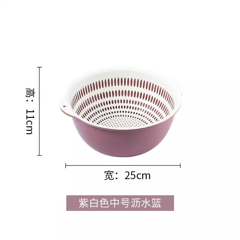 Cesta de drenaje de doble capa Cesta de lavado de verduras de plástico doméstico Cesta de lavado de frutas hueca Cesta de lavado de frutas multifuncional Platos de frutas Lavadora de verduras de cocina image 11