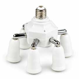 供应新款E27/E40转6+1E27万向头转换灯头灯座厂家直销认证产品