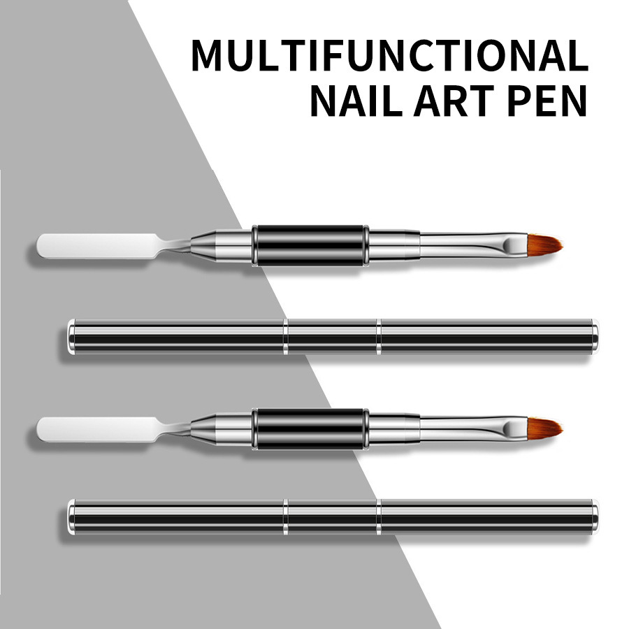 Doble cabeza de doble propósito arte de uñas fototerapia pluma acero empuje pegamento repujado palo multifuncional arte de uñas pluma cristal pegamento pluma arte de uñas cepillo