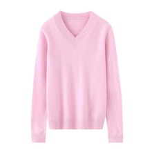 【马卡龙色系】25年早春新款100%纯山羊绒女士宽边V领套头毛衣女