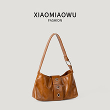 秋冬潮流通勤机车包美拉德复古油蜡皮时尚软皮单肩包女设计感小众