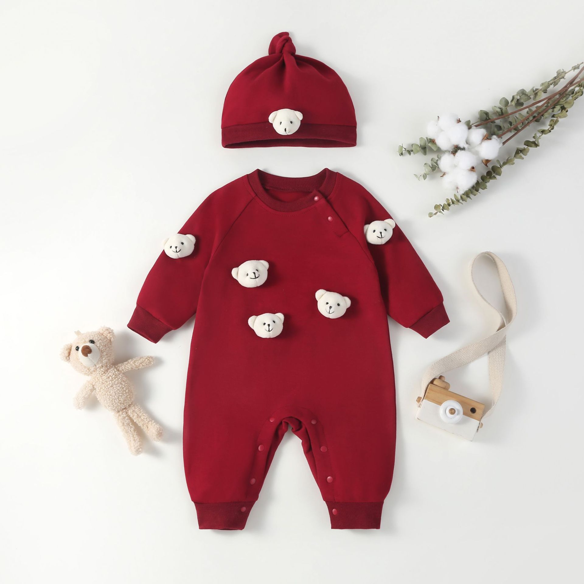 Ropa de bebé de algodón acolchado 2023 Otoño e Invierno mono ropa de bebé recién nacido mameluco de salida ropa de luna llena