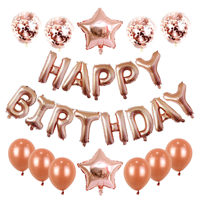 16-inch Birthday Letter Balloon Set Happy Birthday Gift Bundle Aluminum Foil Balloons