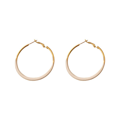 925 silver needle large hoop earrings Internet celebrity drop glazed plain hoop earrings for women French style high-end hoop earrings wholesale