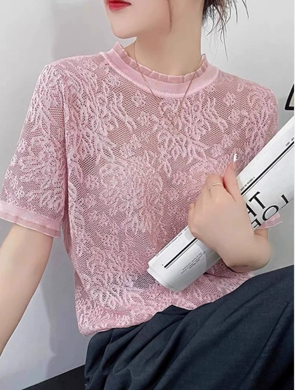 lace knitted summer light and thin breathable base body-friendly sweater, western style