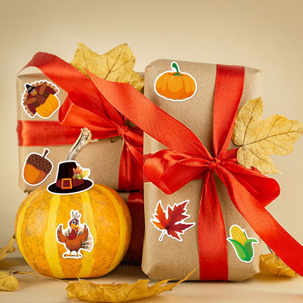 Amazon Acción de Gracias decoración calabaza pegatinas cosecha Festival de dibujos animados creativo auto-adhesivo diario regalo pegatinas