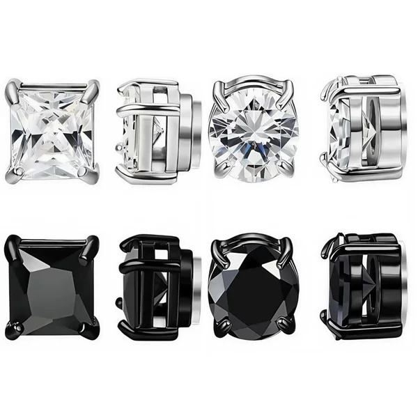Amazon explosions zircon claws without ear hole fake earrings unisex zircon magnet ear clip earrings wholesale