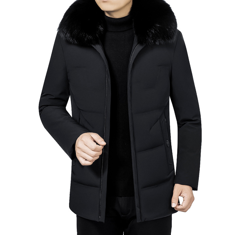 Men's Short down Jacket for Winter, Middle-Aged Men's Slim-Fit Thickened Coat, Dad's Winter Fox Fur down Jacket Men's Short down Jacket for Winter, Middle-Aged Men's Slim-Fit Thickened Coat, Dad's Winter Fox Fur down Jacket