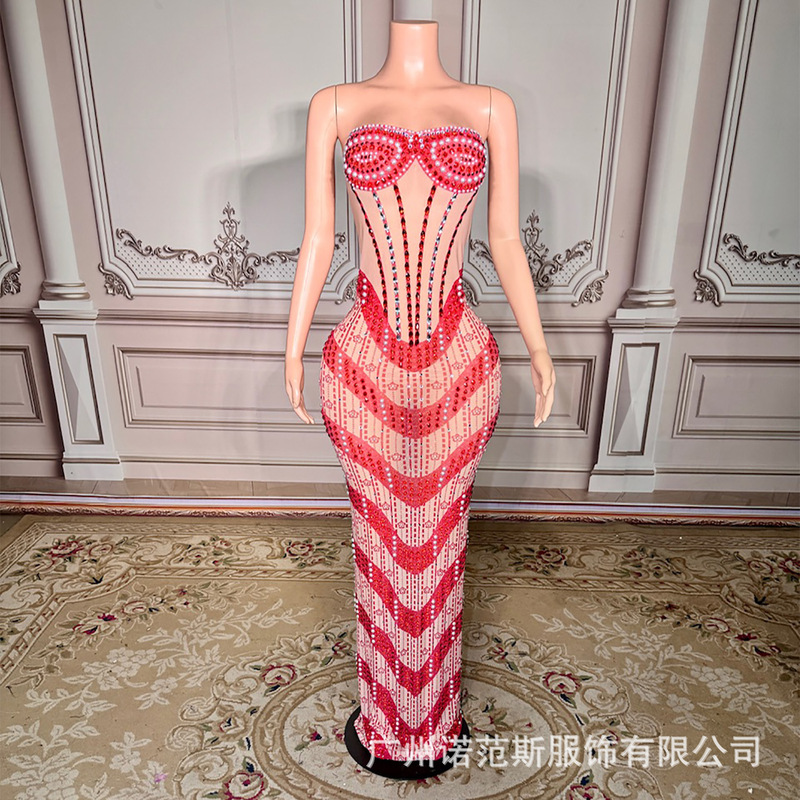 Original Design Sexy Strapless Unique Plum Blossom Print Rhinestone Long Dress Runway Evening Pageant Toast Dress Original Design Sexy Strapless Unique Plum Blossom Print Rhinestone Long Dress Runway Evening Pageant Toast Dress