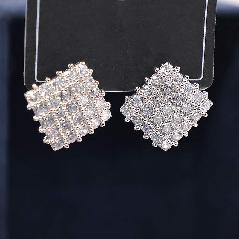 Earrings, Ear Studs Classification Square Copper Retro Shiny Earrings Ear Studs