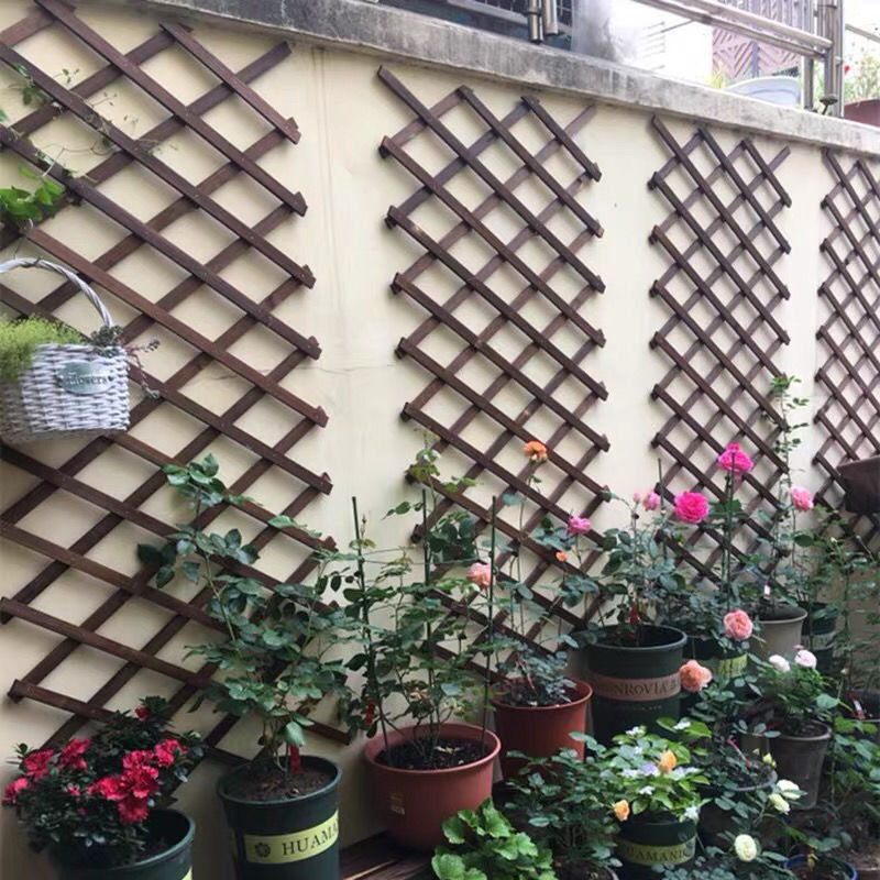 Outdoor Anticorrosive Wooden Fence Telescopic Solid Wooden Fence Climbing Frame Garden Fence Fence Wall Decoration Grid Flower Frame