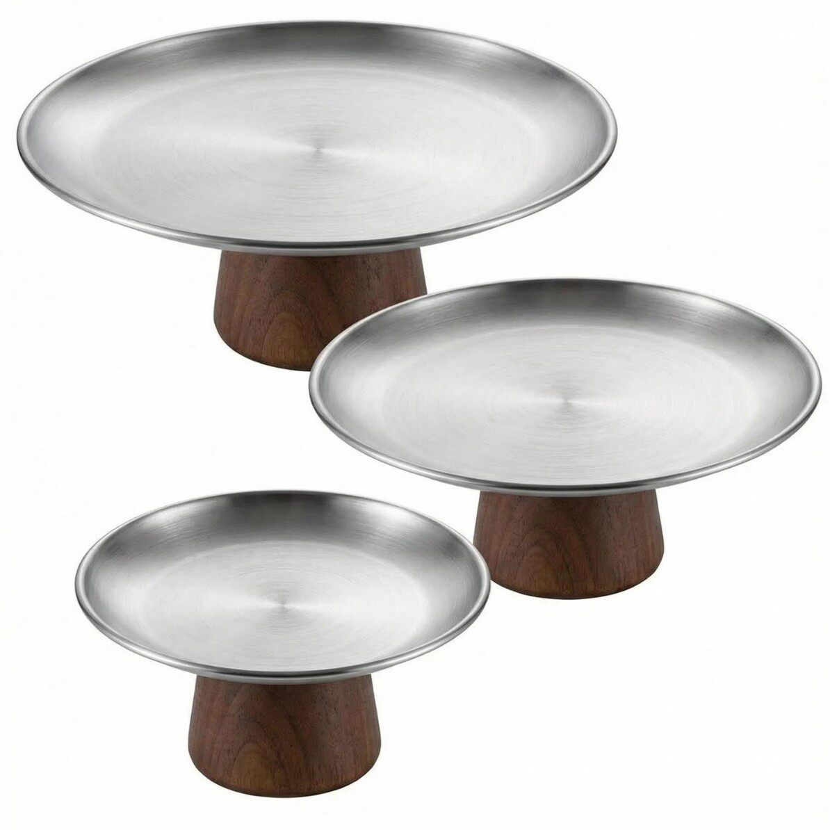 Piés altos para bocadillos caseros de acero inoxidable bandeja de frutas dulces dulces postre de viento crema barra de cadena de madera sólida dos capas tres capas image 18