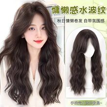 假发女全头仿真发前蕾丝亚麻金棕色水波纹假发透气轻薄逼真自然