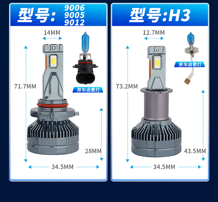 Cross-Border Car Led Headlight 140W High Power Headlight 9005 Far and Low Beam H1 Super Bright H11 Laser H4 Car H7