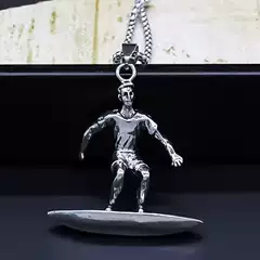 Korean Style Trendy Men's Surfboard Pendant Necklace High-End Nightclub Hip Hop Punk Couple Sweater Chain Wholesale