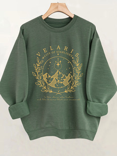 Foreign trade new landscape printing pullover sweatshirt, casual long sleeve round neck sweatshirt, ladies clothing