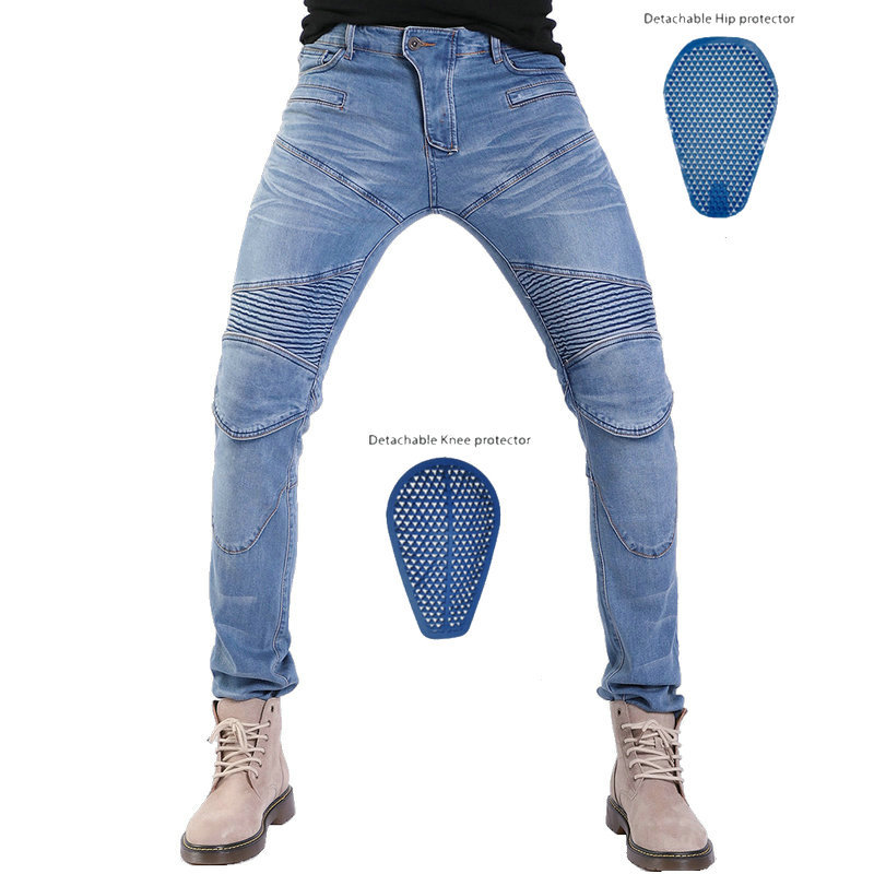 Volero motocicleta carreras casual Slim jeans anti-caída pantalones a través del país motocicleta montar pantalones silicona protección