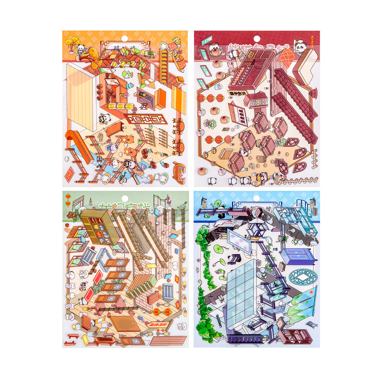 Mercado de fragancia 3D dos capas de pegatinas de escena tridimensional DIY paisajismo creativo impermeable pet dibujos animados decoración pegatinas de puzzle