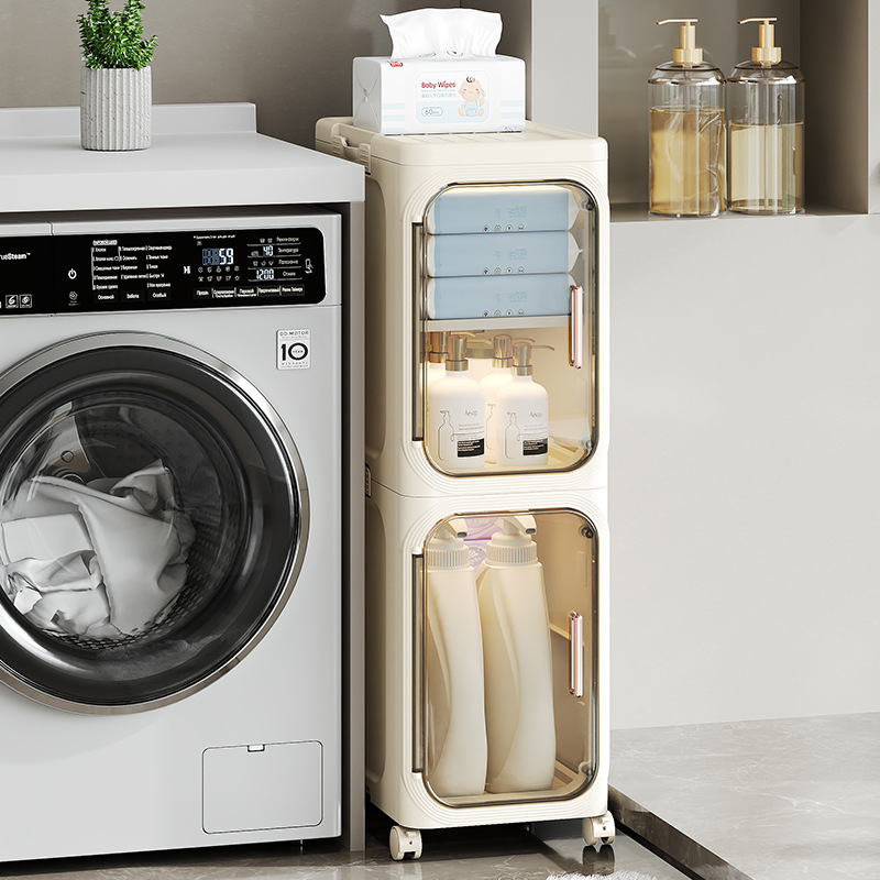 家庭用挟み戸棚トイレ浴室スリットロッカー多機能折り畳み可能プーリー防塵挟み収納キャビネット