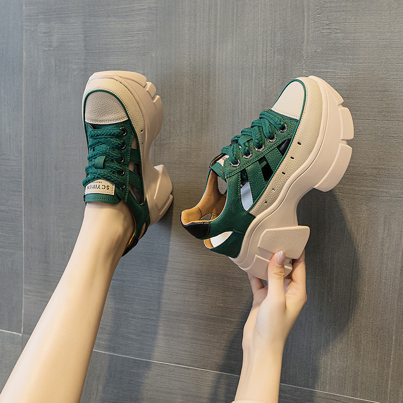 Giày sneaker nữ đế dày phong cách bố thể thao, thiết kế khoét lỗ thoáng khí, tăng chiều cao ẩn — M2581 trắng, M2581 xanh, M2581vàng, M2581 đỏ