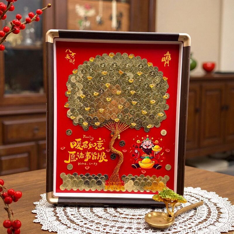 Coin Fortune Tree 50 Cents Handmade DIY Photo Frame Warm Home Gift Money Tree Money Tree Hanging Painting Housewarming Fortune Ornaments