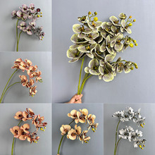 7头手感硅胶棉蝴蝶兰仿真花手感兰花 婚礼路引布置假花欧式蝴蝶兰