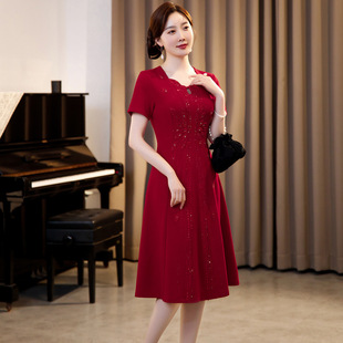 High-End Happy Mother Cheongsam 2025 New Summer Improved New Chinoiserie Happy Mother-In-Law Wedding Banquet Outfit a Version Dress