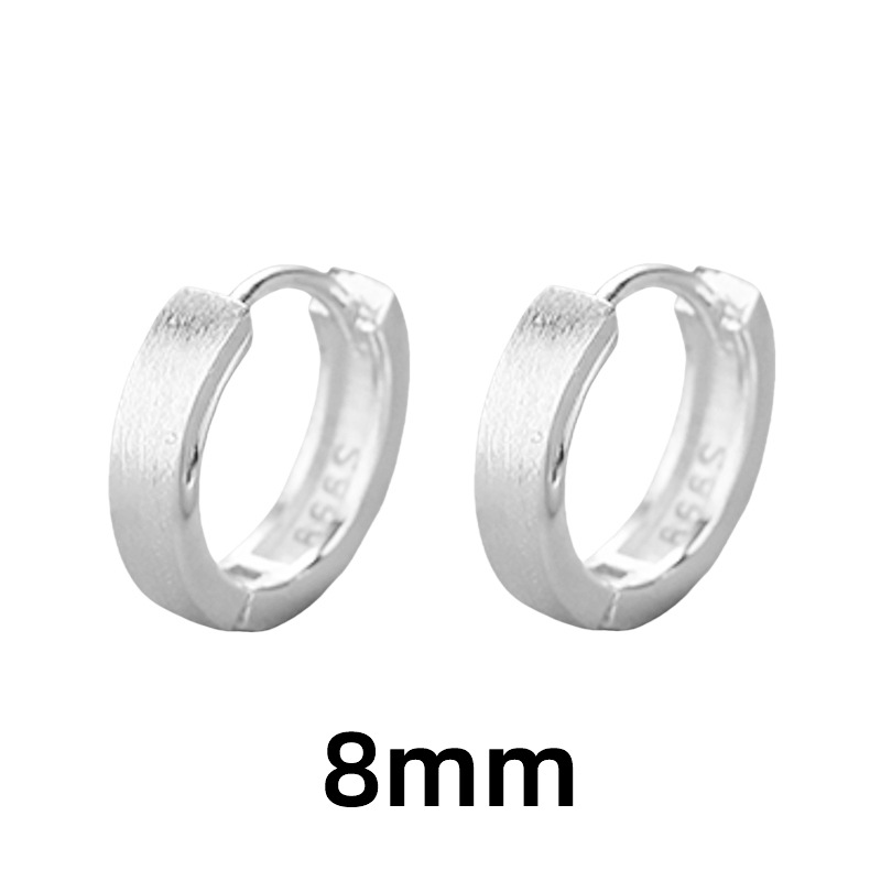 Brushed Matte 2026 New Model Simple Trendy Men's Couple Sweet And Cool Silver Plain Hoop Earrings For Women_voghion.com