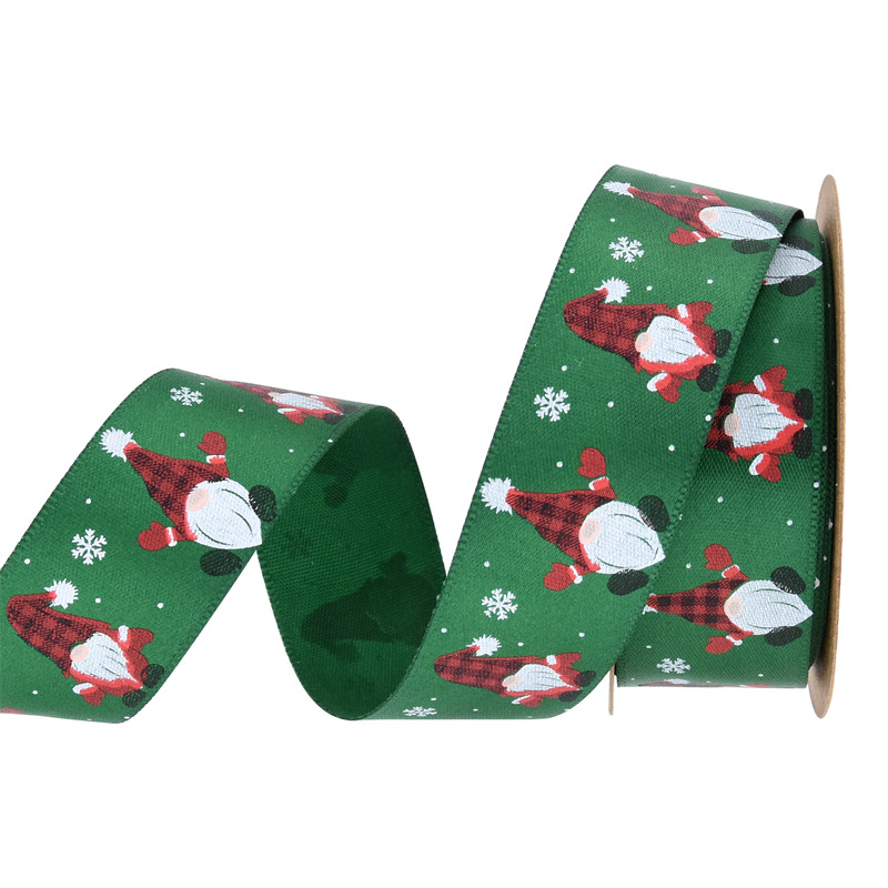 Transfronterizo nuevo impresión enano enano forjado cinta de regalo de Navidad cinta de dibujos animados Santa Claus 10 yardas