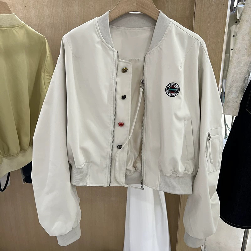 开春穿搭超火减龄独特超好看小香风休闲百搭黑色棒球服外套女|undefined