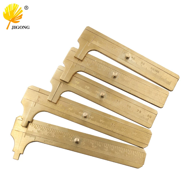 Мини-латунная линейка штангенциркуль с двойной шкалой измерительная линейка Портативная карманная Ретро медная линейка