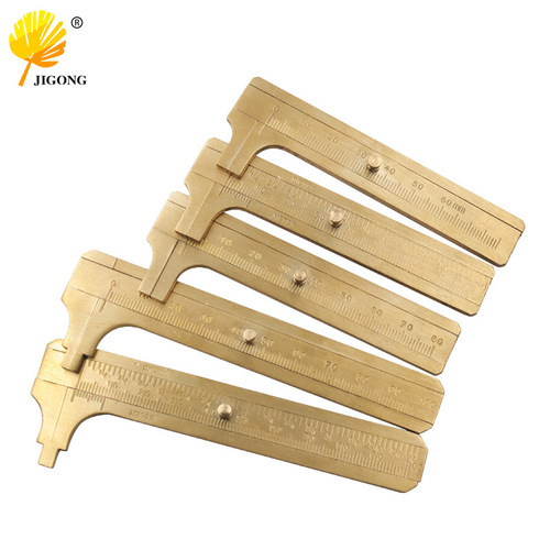 Mini Brass Caliper Vernier Ruler Double Scale Measurement Ruler Portable Pocket Vintage Copper Ruler
