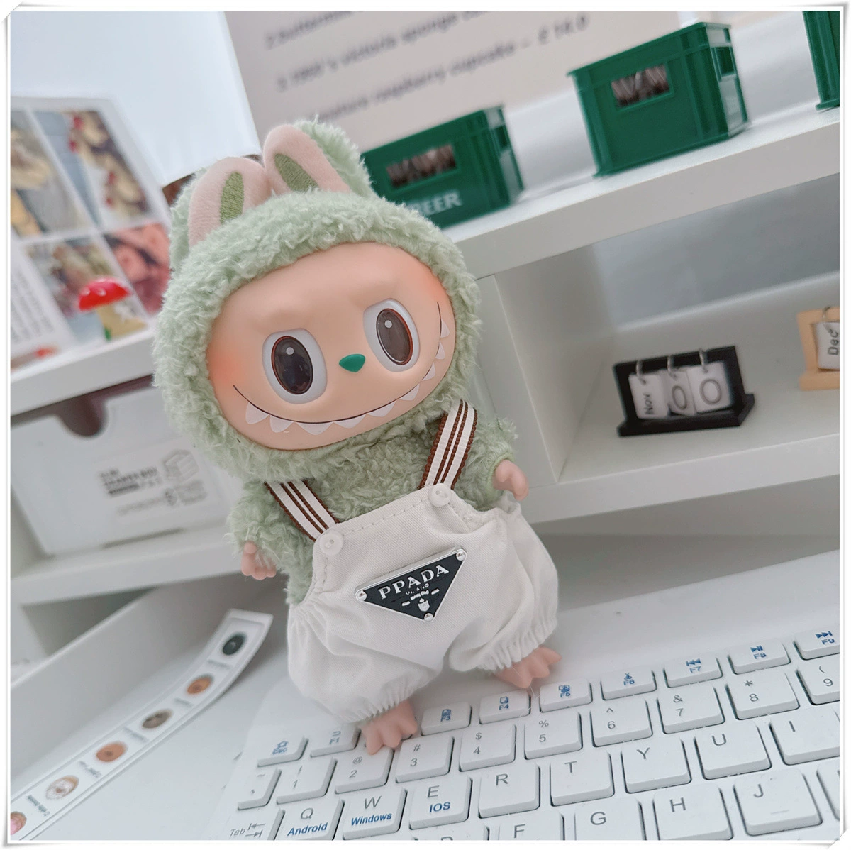 17см кукольная одежда Labubu, 10см хлопковая кукла Микки семейная черная, белая и серая модная толстовка худи штаны